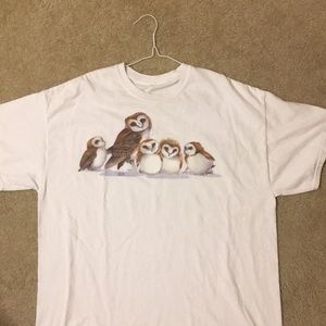 White Tee with Owls